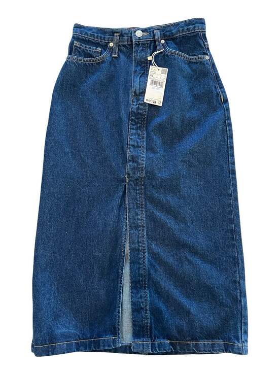 Mango Dresses & Skirts - Mango 100% Cotton Denim Cottagecore Coastal Boho Preppy Midi Skirt Front Slit-XS